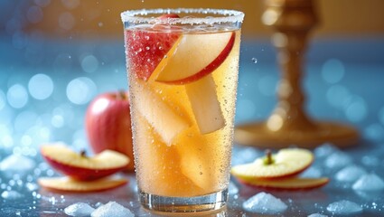 Chilled apple juice spritzer