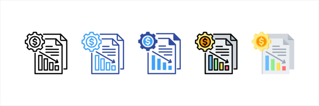Depreciation Multi Style Icon Set