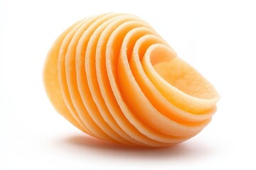 Single conchiglie pasta piece against a plain white backdrop. Food photography