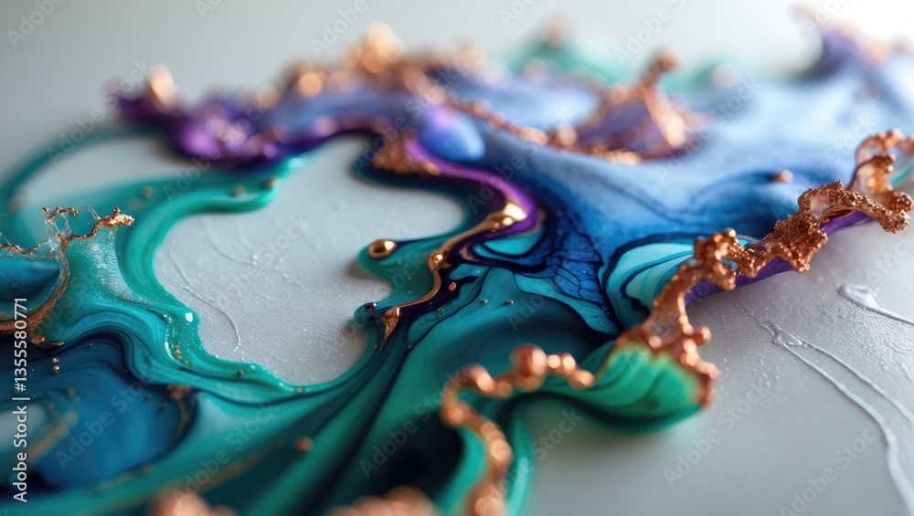 Aufkleber sophisticated abstract fluid artwork crafted with alcohol ink techniques.