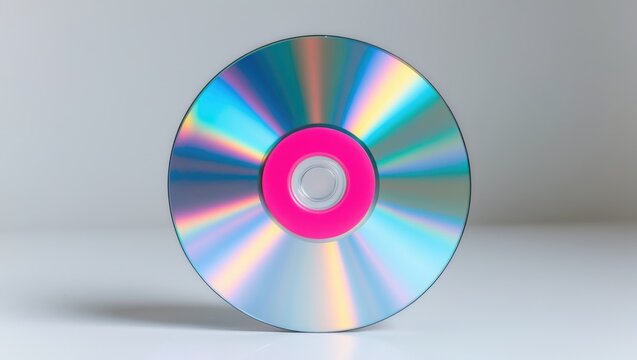DVD-RW and CD-RW rewritable disk for storage isolated on a white backdrop.