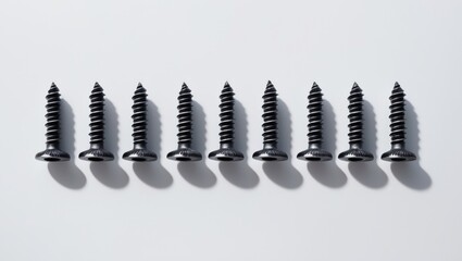 Drywall screw viewed from various angles on a surface.