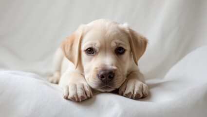 Labrador puppy separated on a white background