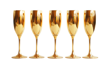 golden champagne glasses isolated on PNG