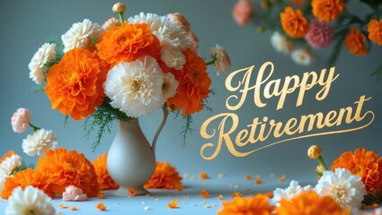 Floral background retirement greeting card featuring a "Happy Retirement" message.