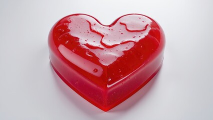 Heart shaped from sweet strawberry jam on a white background