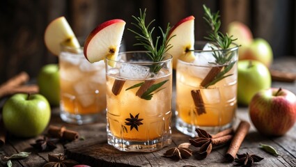 Hard apple cider drink featuring autumn spices like cinnamon, cardamom, and star anise.