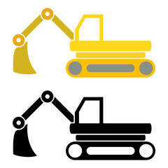 excavator icon, simple flat style, illustration, logo sign symbol pictogram template, for ui or ux isolated on white for mobile app, editable