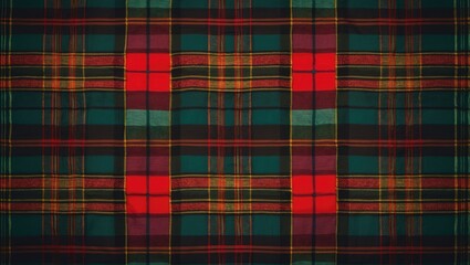 Obraz premium Christmas Tartan Plaid Seamless Design Checkered Plaid. Cloth pattern background. Textile embellishments. Overhead view. Blank tablecloth texture.