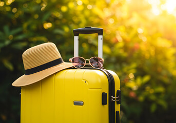 summer vacation travel beach hat suitcase