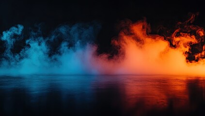 Obraz premium Abstract Blue And Orange Smoke On Dark Background