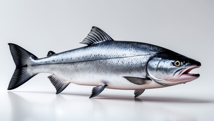 Obraz premium gray atlantic salmon fish on light background