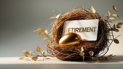 Golden nest egg backdrop idea for retirement savings