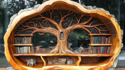 Enchanted Tree Bookshelf Whimsical Library Nook.