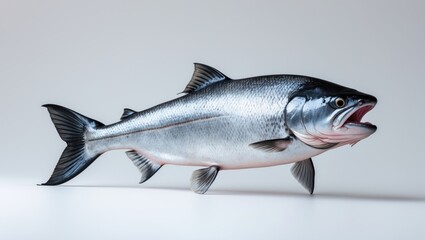 Obraz premium gray atlantic salmon fish on a light background