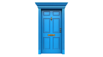 Obraz premium Isolated blue door on transparent PNG background