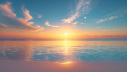 Obraz premium Stunning sunrise above beach