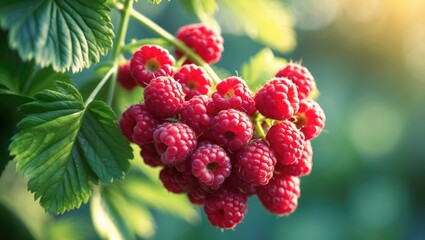 Beautiful raspberry cluster
