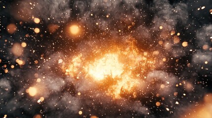 Naklejka premium Industrial welding scene with intense heat glow and sparks against a steel-gray-and-gold gradient.