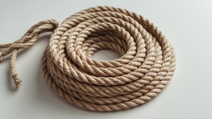 Bundle of hemp rope separated on a white background