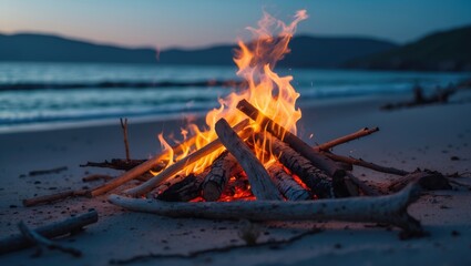 Fototapeta premium Campfire by the shore