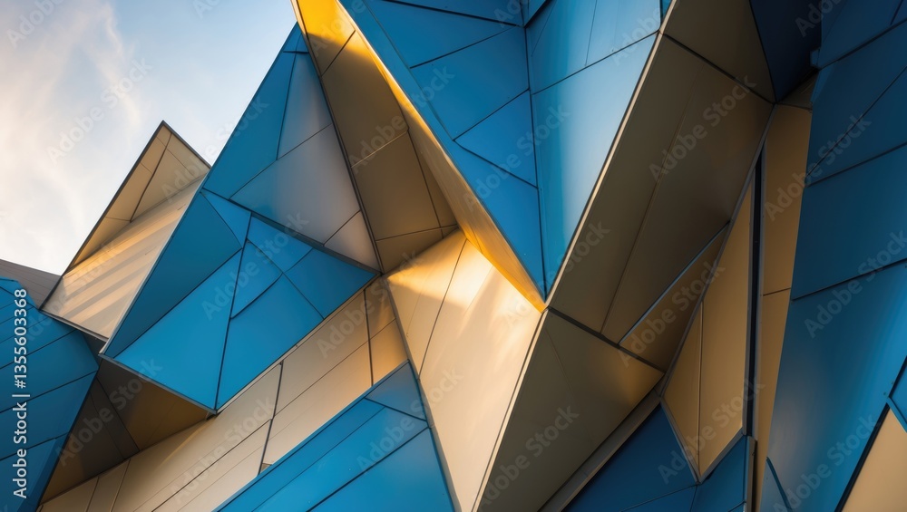 Aufkleber An abstract architectural design featuring metallic triangles.