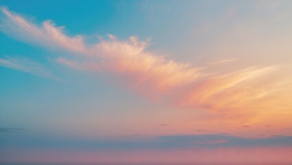 Soft gradient of beautiful luxury orange gold clouds and sunlight against the blue sky, ideal for a background, captured as a high-definition landscape photo in large size.