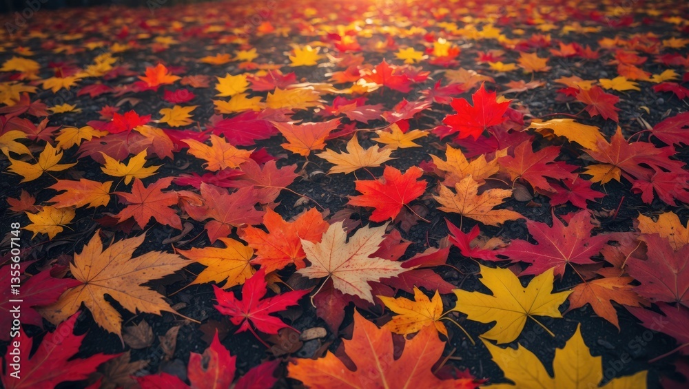Poster autumn multicolored maple leaves backdrop.