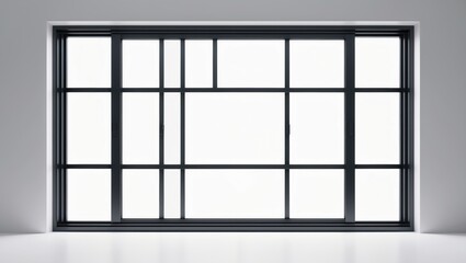 black metallic window frame separated on light background