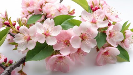 Beautiful tree blossom isolated against a white background.