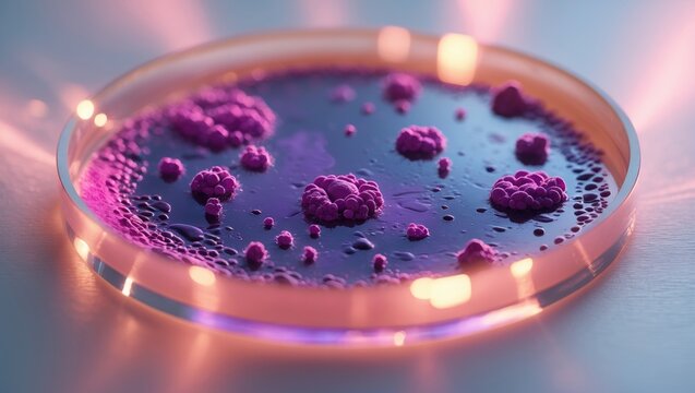 Photomicrograph of blood cancer showing white blood cell cancer. Peripheral blood smear displaying cancerous cells.