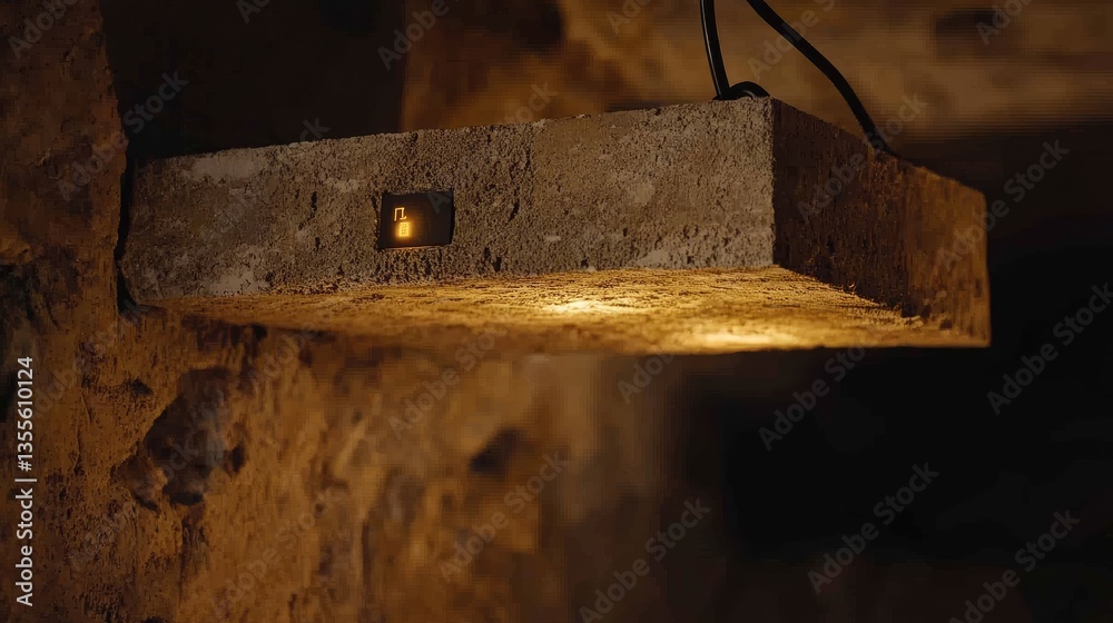 Poster smart sensors embedded in concrete beams, transmitting structural integrity data.