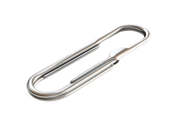studio shot of a metal paperclip isolated on a white background