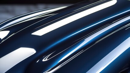 A close-up of a car's hood featuring a glossy, reflective finish. Concept of luxury and elegance.