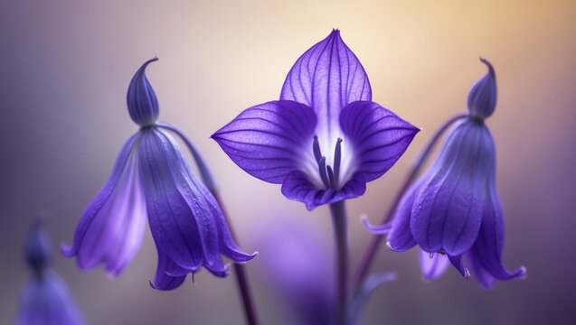 A close-up of deep purple bluebells flower