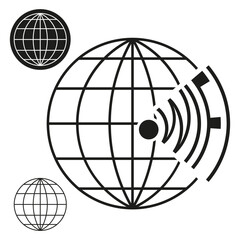 Global network icon. Digital connection shape. Communication signal element. Abstract tech concept.
