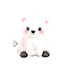 Obraz premium Very simple cute baby polar illustration, generation AI 