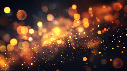 abstract background golden yellow particles bokeh