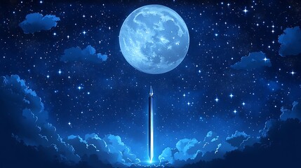 Lunar Rocket Launch at Night.