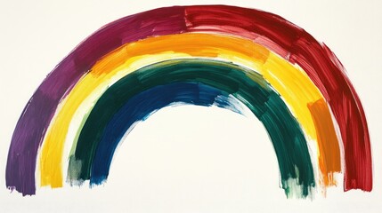 A hand-painted acrylic rainbow with visible brush strokes and rich color saturation