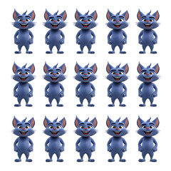 Obraz premium Cute Blue Cartoon Cat Character Illustration On Transparent Background Isolated Smiling Playful Feline Animal