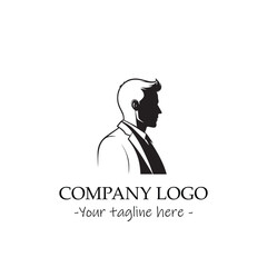 a man silhouette black and white for logo company vector image
