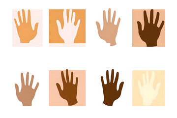 Hand Images Illustration With Various Skin Tones Isolated on Transparent Background in Square Layouts Showing Diversity and Human Touch Visual Key