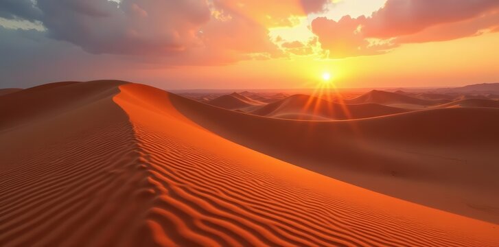 Intricate ripple marks on arid desert sand dunes at sunset, marks, ripple, sand