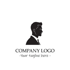 a man silhouette black and white for logo company vector image