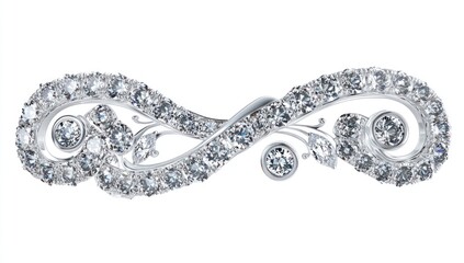 Obraz premium Ornate diamond brooch, elegant design, jewelry accessory, isolated on white