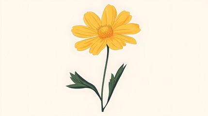 Naklejka premium Creative Abstract Yellow Camomile Flower in Cartoon Trendy Style for Design Projects