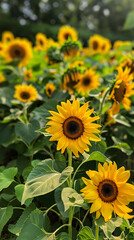 Obraz premium Showcasing Variety of Sunflower Types: A Celebration of Small and Radiant Blooms