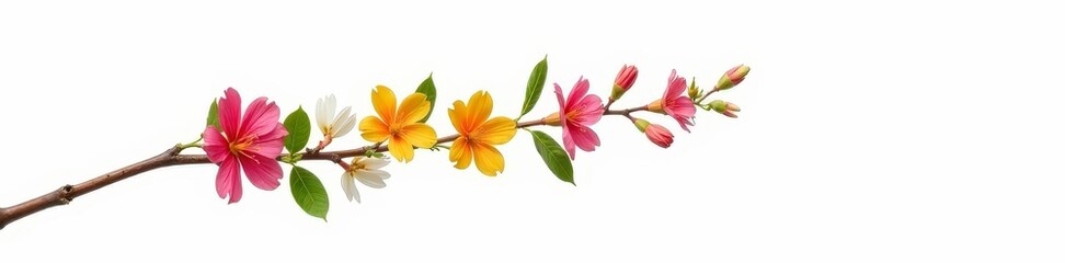 Long branch stretching up against white background, flora, natural world