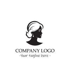 a woman silhouette black and white for logo company vector image